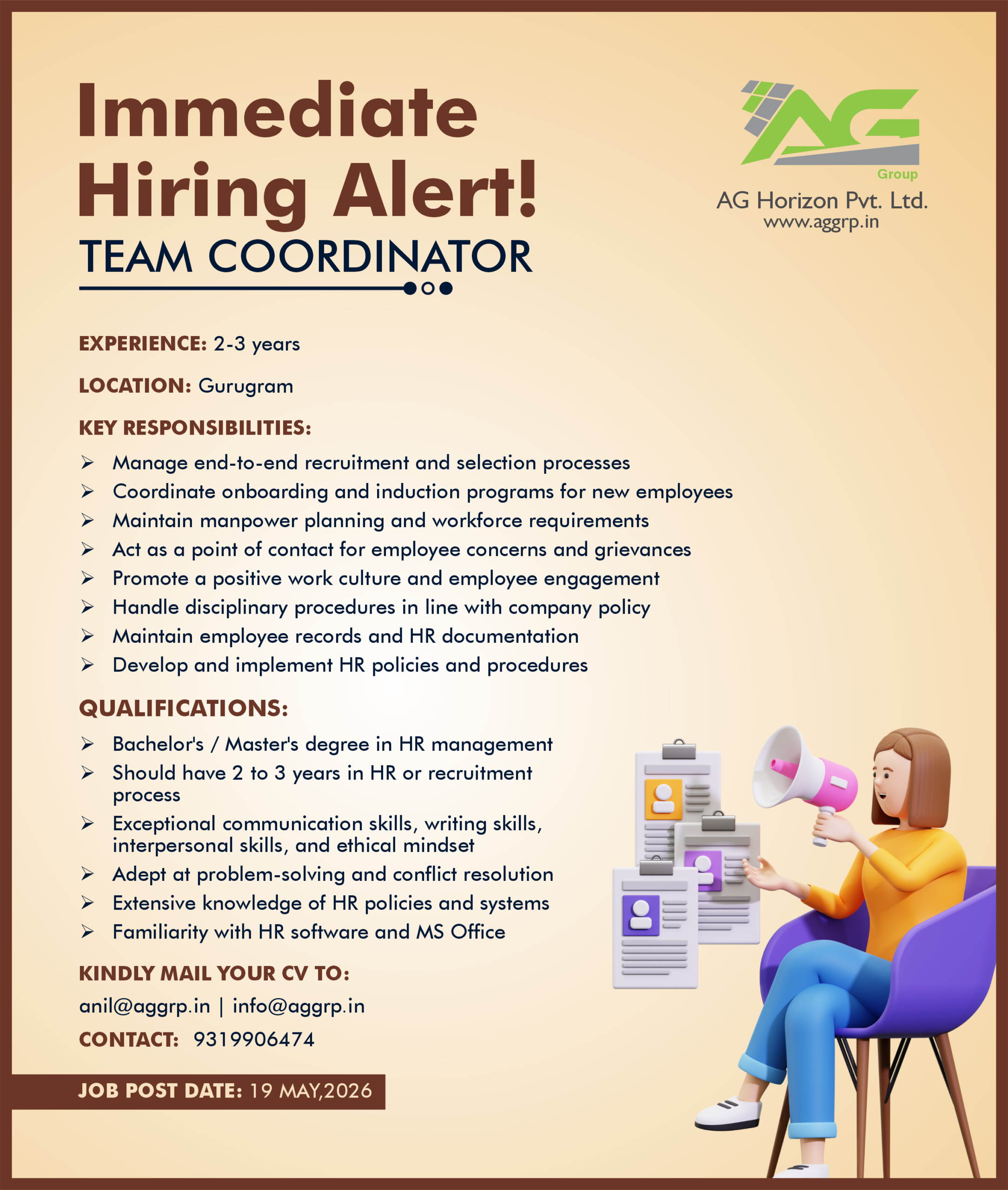 AG Group Job Requirement - Team Coordinator