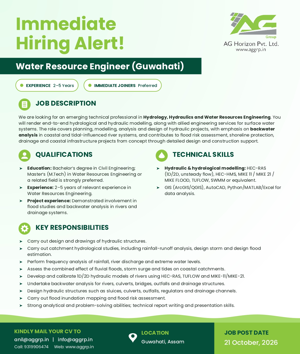 Flyer Water Resource Engineer - Guwahati